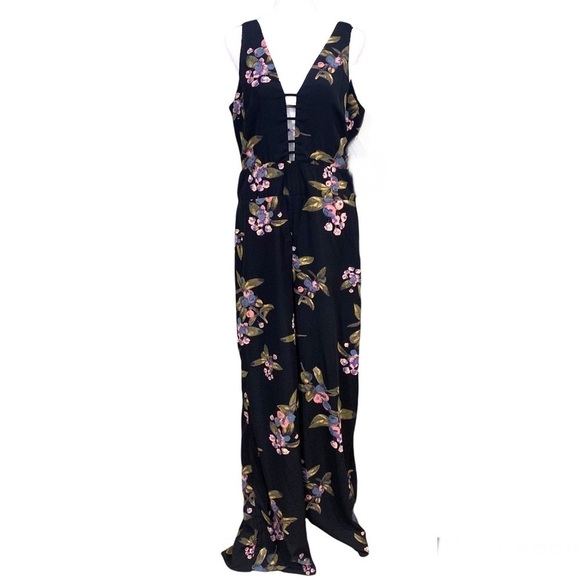 Abbeline Black Blueberry Wide Leg Jumpsuit Medium - Picture 1 of 6